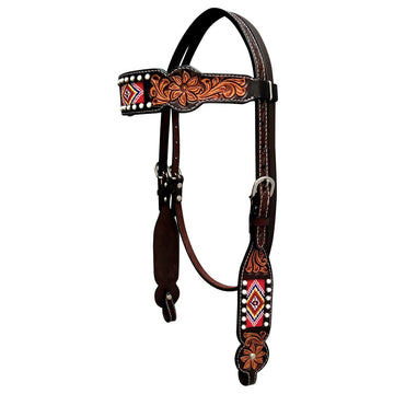 Bar H Equine Genuine Western American Leather Horse Premium Headstall & Breast Collar Set